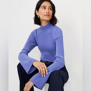 Ann Taylor Flare sleeve mock neck sweater in brilliant peri size XS